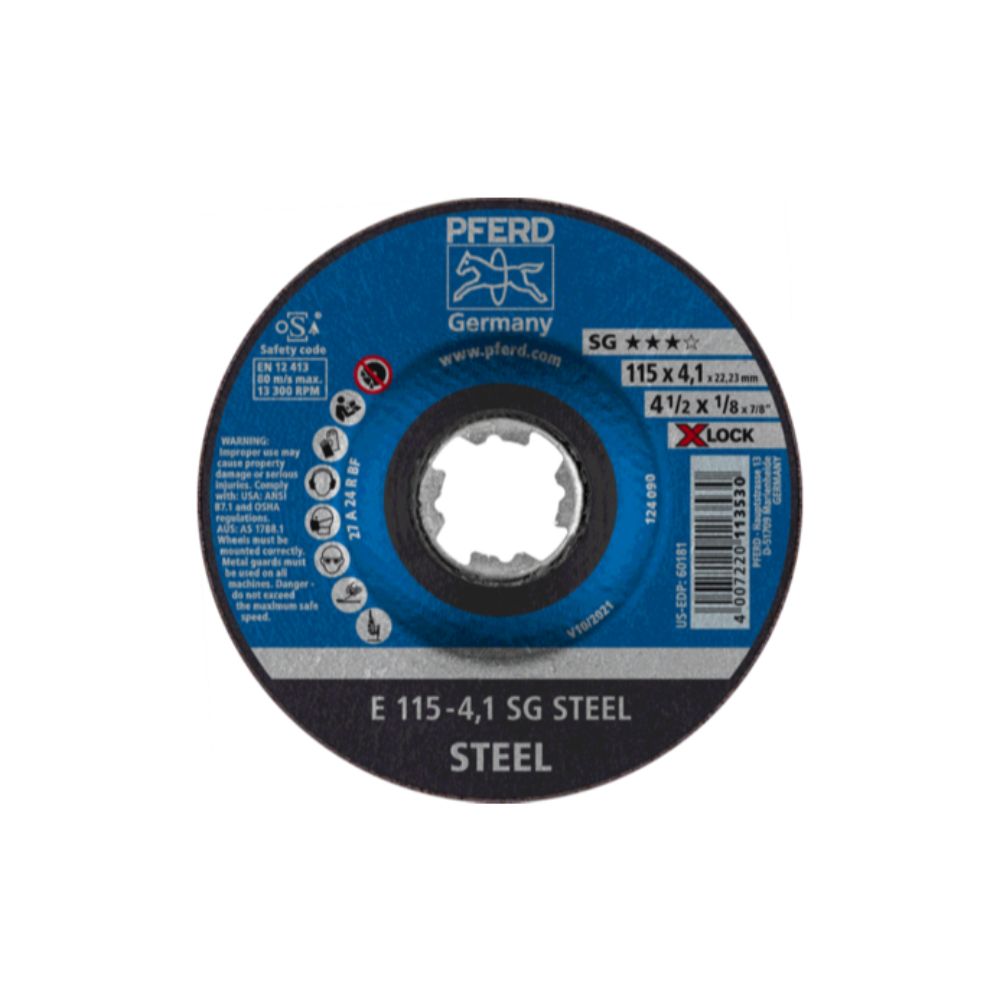 PFRED-~1 PFRED Grinding Wheel Performance Line SG STEEL Depressed Centre Type E Shape 27 With X-Lock
