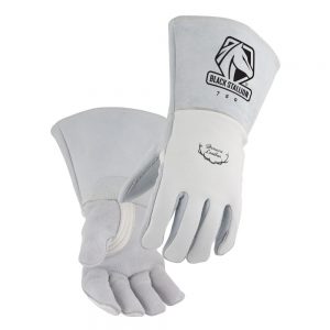 Black Stallion Pearl White Elkskin 750 Stick Glove with Nomex Lined Back